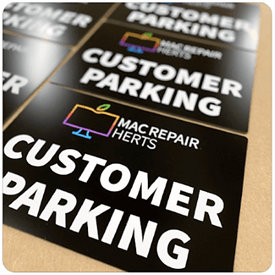 matching customer parking signs customised for brand